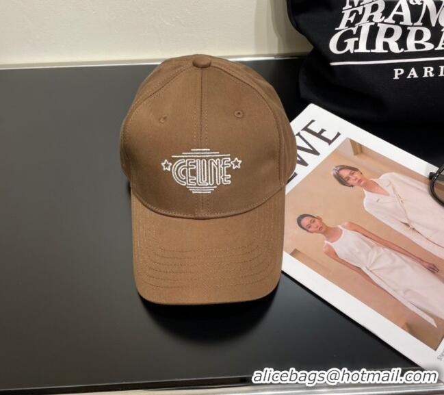 Buy Fashionable Celine Canvas Baseball Hat CE051401 Brown 2025