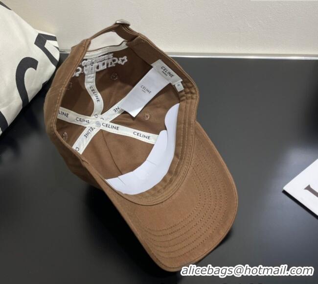 Buy Fashionable Celine Canvas Baseball Hat CE051401 Brown 2025