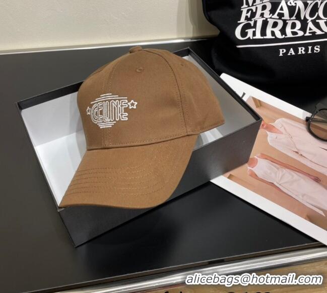 Buy Fashionable Celine Canvas Baseball Hat CE051401 Brown 2025
