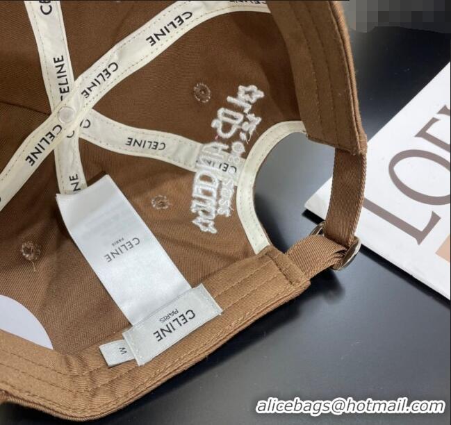 Buy Fashionable Celine Canvas Baseball Hat CE051401 Brown 2025