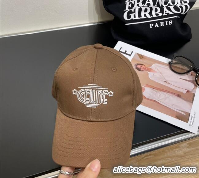 Buy Fashionable Celine Canvas Baseball Hat CE051401 Brown 2025