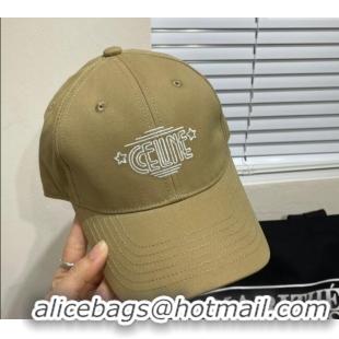 Top Design Celine Canvas Baseball Hat CE051401 Beige 2025