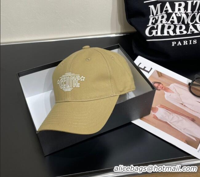 Top Design Celine Canvas Baseball Hat CE051401 Beige 2025