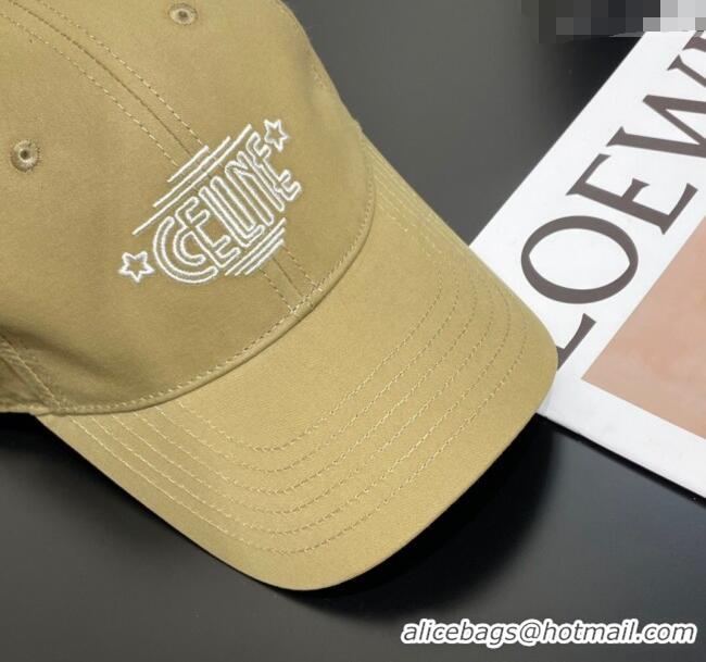 Top Design Celine Canvas Baseball Hat CE051401 Beige 2025