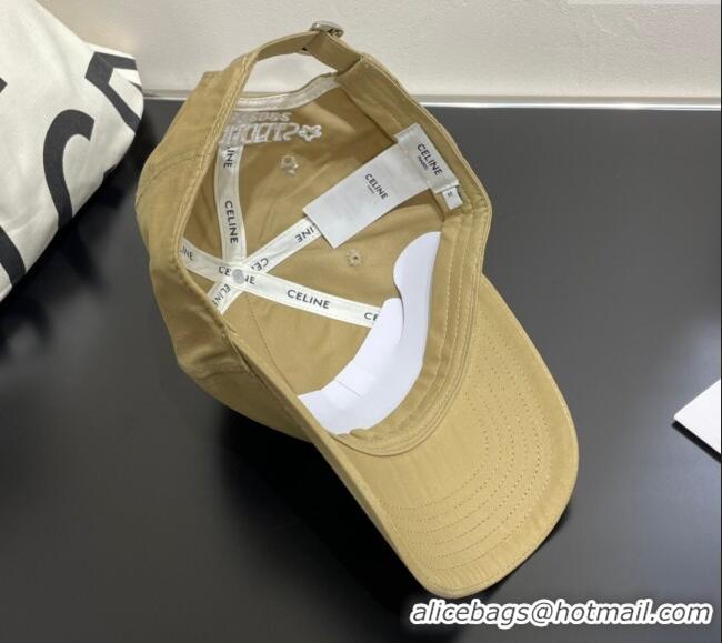 Top Design Celine Canvas Baseball Hat CE051401 Beige 2025