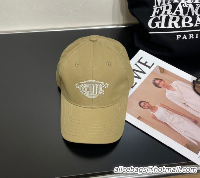 Top Design Celine Canvas Baseball Hat CE051401 Beige 2025