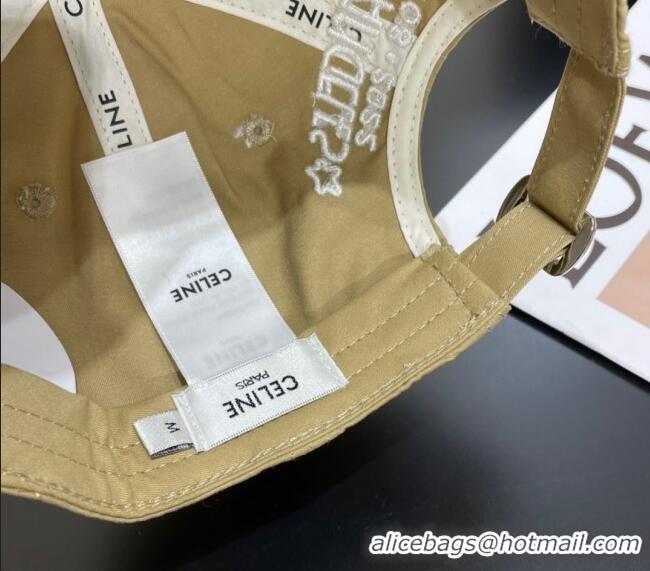 Top Design Celine Canvas Baseball Hat CE051401 Beige 2025