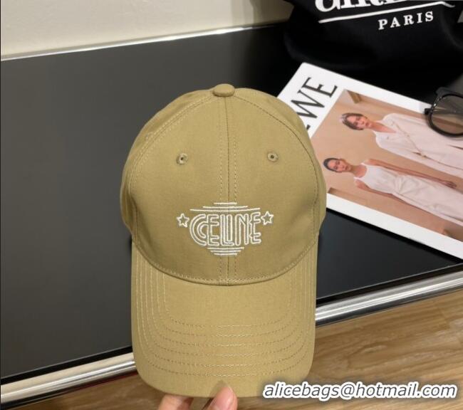 Top Design Celine Canvas Baseball Hat CE051401 Beige 2025
