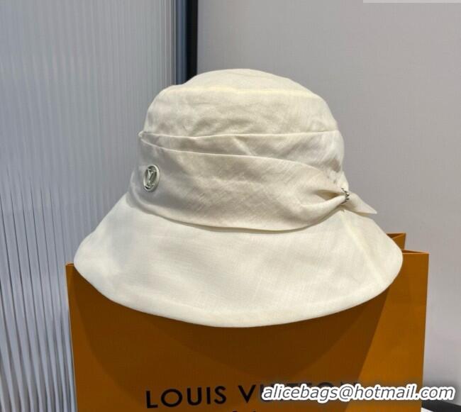 Top Design Louis Vuitton Satin Bucket Hat V0514 White 2025