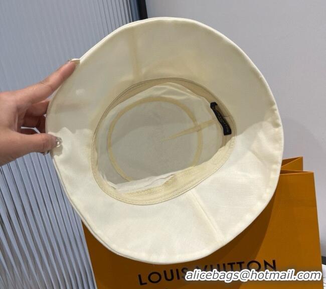 Top Design Louis Vuitton Satin Bucket Hat V0514 White 2025