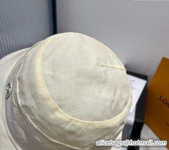 Top Design Louis Vuitton Satin Bucket Hat V0514 White 2025