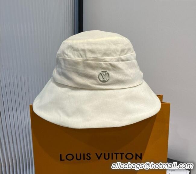 Top Design Louis Vuitton Satin Bucket Hat V0514 White 2025
