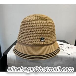 Luxury Classic Chanel Straw Bucket Hat CH051404 Khaki 2025