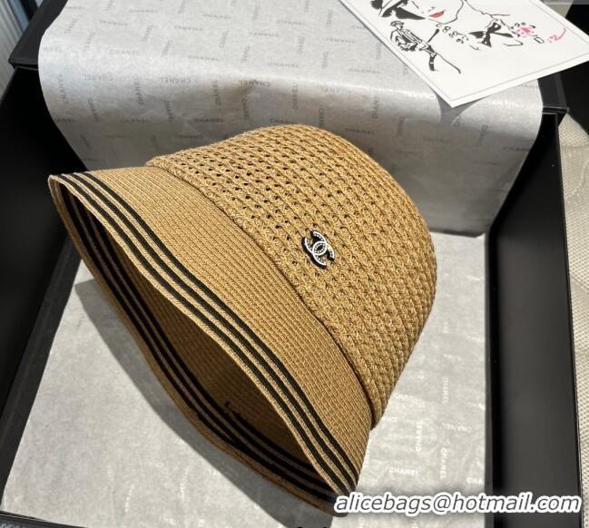 Luxury Classic Chanel Straw Bucket Hat CH051404 Khaki 2025