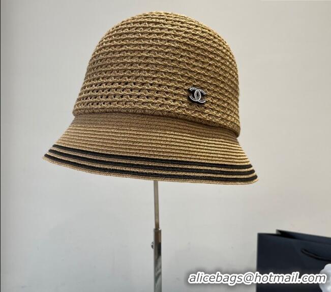 Luxury Classic Chanel Straw Bucket Hat CH051404 Khaki 2025