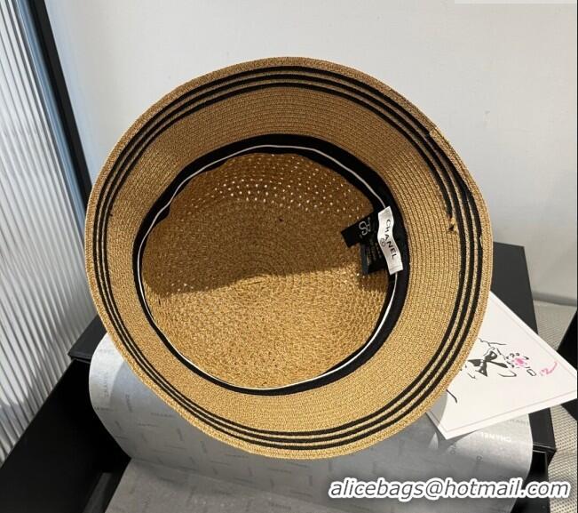 Luxury Classic Chanel Straw Bucket Hat CH051404 Khaki 2025