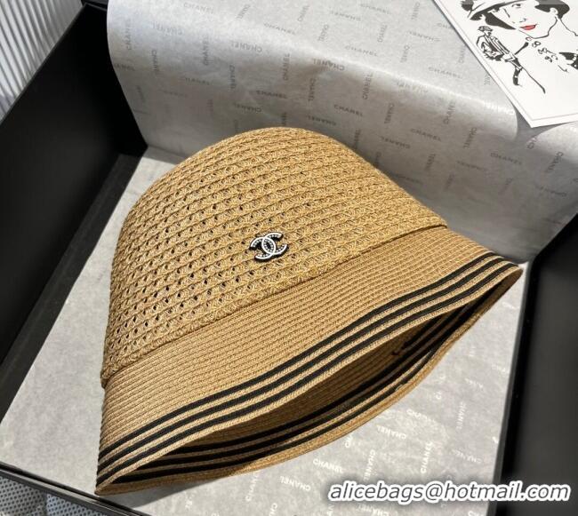 Luxury Classic Chanel Straw Bucket Hat CH051404 Khaki 2025