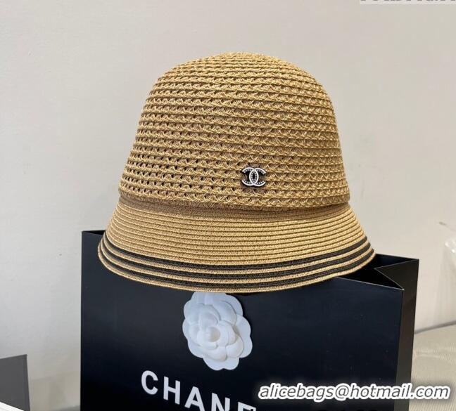 Luxury Classic Chanel Straw Bucket Hat CH051404 Khaki 2025