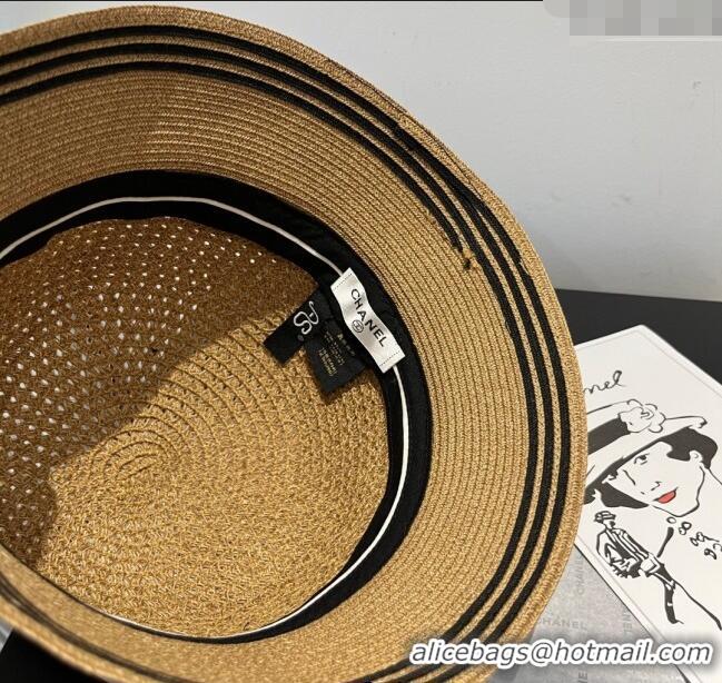 Luxury Classic Chanel Straw Bucket Hat CH051404 Khaki 2025
