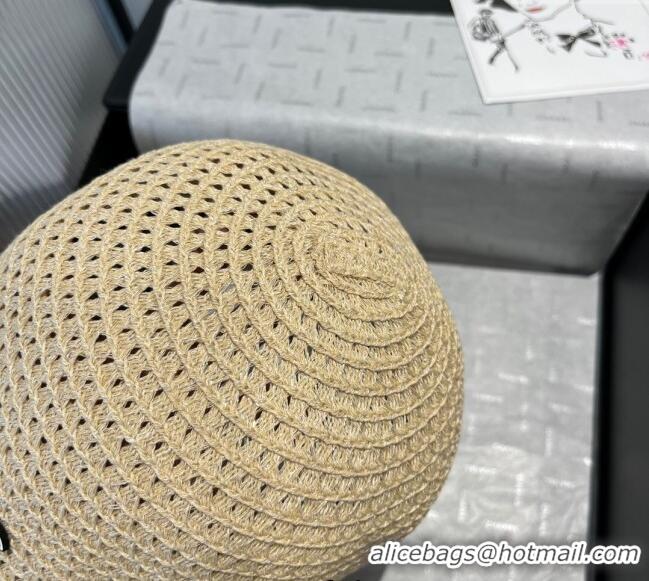 Luxury Cheap Chanel Straw Bucket Hat CH051404 Beige 2025