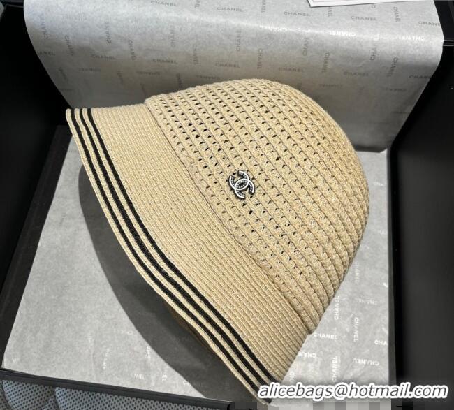 Luxury Cheap Chanel Straw Bucket Hat CH051404 Beige 2025