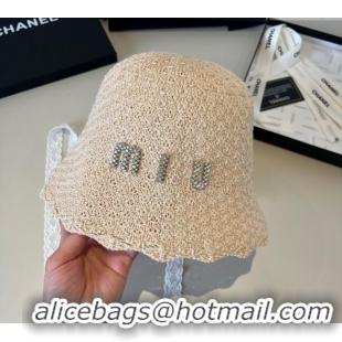 Good Looking Miu Miu Knit Bucket Hat MM051406 Beige 2025