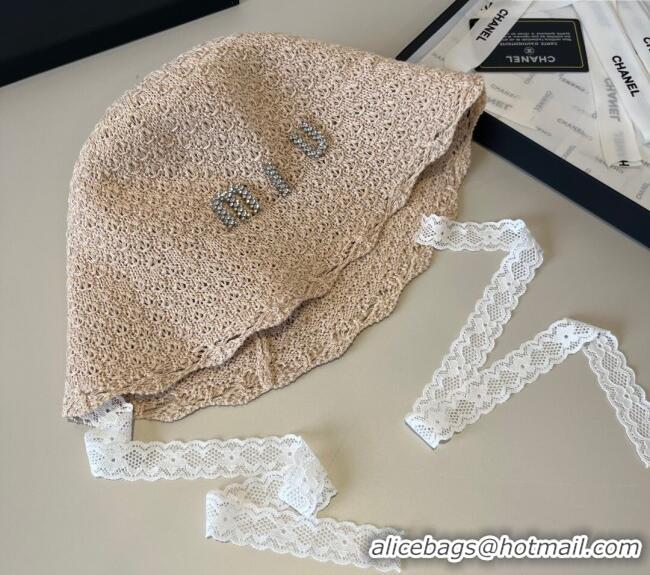Good Looking Miu Miu Knit Bucket Hat MM051406 Beige 2025