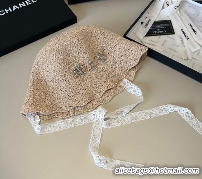 Good Looking Miu Miu Knit Bucket Hat MM051406 Beige 2025