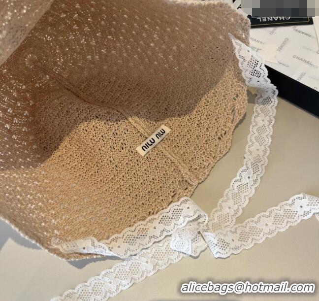 Good Looking Miu Miu Knit Bucket Hat MM051406 Beige 2025