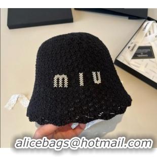 Buy Fashionable Miu Miu Knit Bucket Hat MM051406 Black 2025