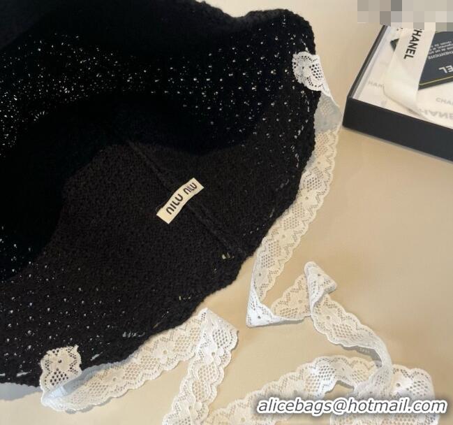Buy Fashionable Miu Miu Knit Bucket Hat MM051406 Black 2025