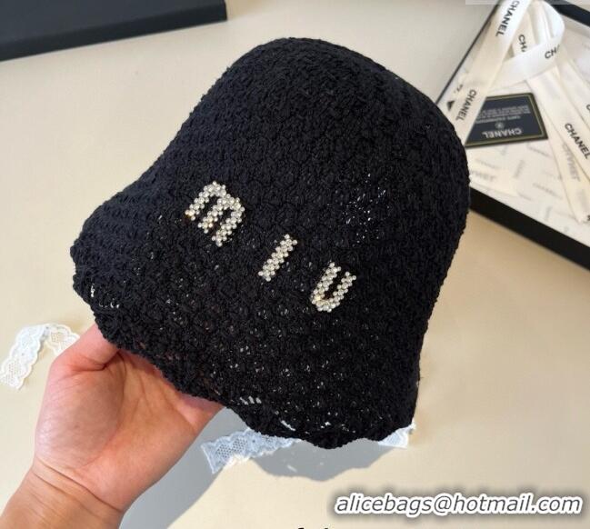 Buy Fashionable Miu Miu Knit Bucket Hat MM051406 Black 2025