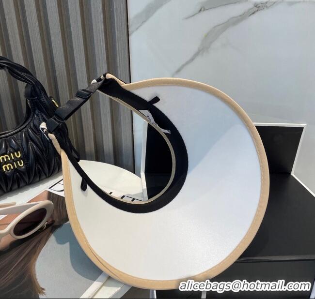 Top Design Chanel Straw Visor Hat with CC Patch 0514 Khaki 2025