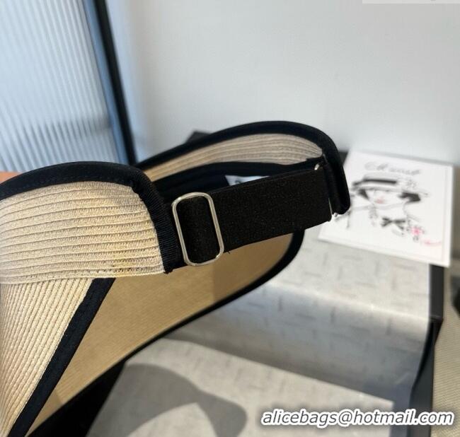 Well Crafted Chanel Straw Visor Hat with Bow 0514 Beige 2025