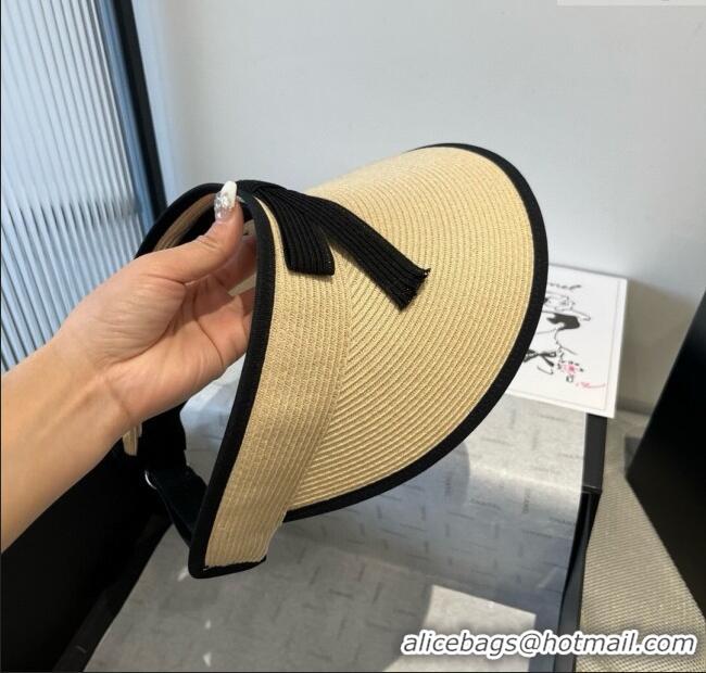 Well Crafted Chanel Straw Visor Hat with Bow 0514 Beige 2025