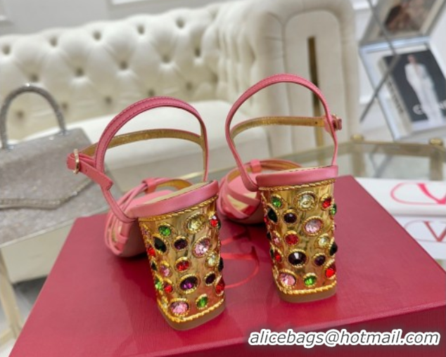 Good Quality Valentino Preshoes Heel Sandals 9cm in Satin Peachy Pink 0428010