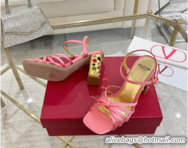 Good Quality Valentino Preshoes Heel Sandals 9cm in Satin Peachy Pink 0428010