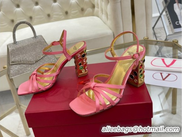 Good Quality Valentino Preshoes Heel Sandals 9cm in Satin Peachy Pink 0428010