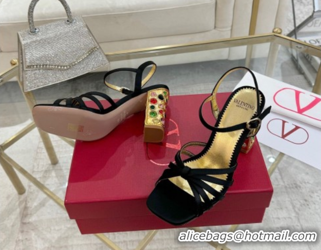 Stylish Valentino Preshoes Heel Sandals 9cm in Satin Black 0428011