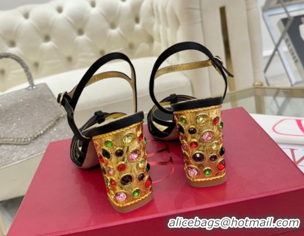 Stylish Valentino Preshoes Heel Sandals 9cm in Satin Black 0428011