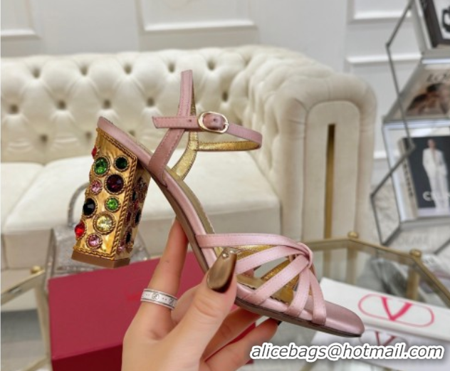 Sumptuous Valentino Preshoes Heel Sandals 9cm in Satin Light Pink 0428012