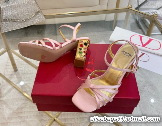 Sumptuous Valentino Preshoes Heel Sandals 9cm in Satin Light Pink 0428012