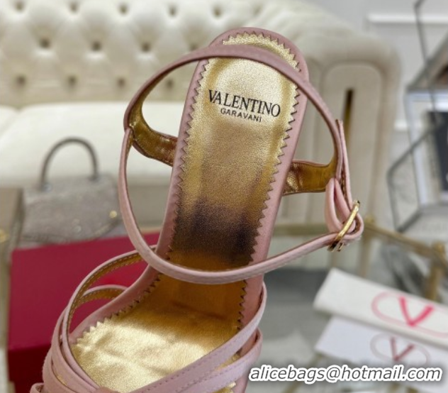 Sumptuous Valentino Preshoes Heel Sandals 9cm in Satin Light Pink 0428012