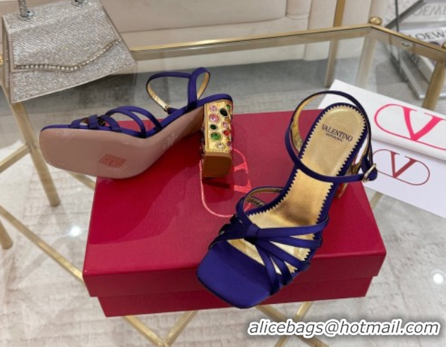 Grade Quality Valentino Preshoes Heel Sandals 9cm in Satin Dark Purple 0428013
