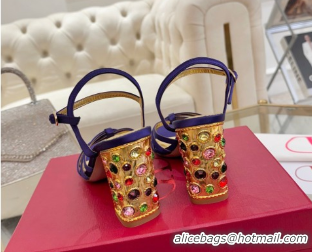 Grade Quality Valentino Preshoes Heel Sandals 9cm in Satin Dark Purple 0428013