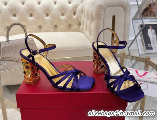 Grade Quality Valentino Preshoes Heel Sandals 9cm in Satin Dark Purple 0428013