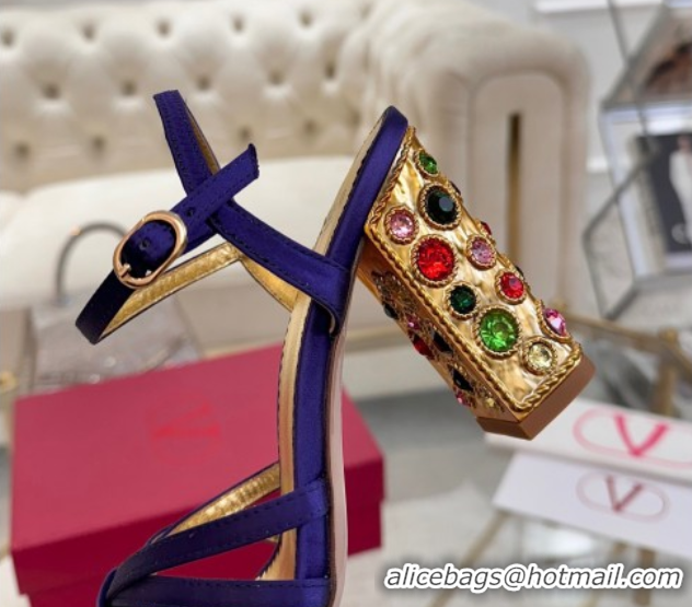 Grade Quality Valentino Preshoes Heel Sandals 9cm in Satin Dark Purple 0428013