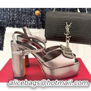 Best Price Valentino Strass VLogo Signature Platform Sandals 11cm in Metallic Leather Bronze 2025 VLTN111802