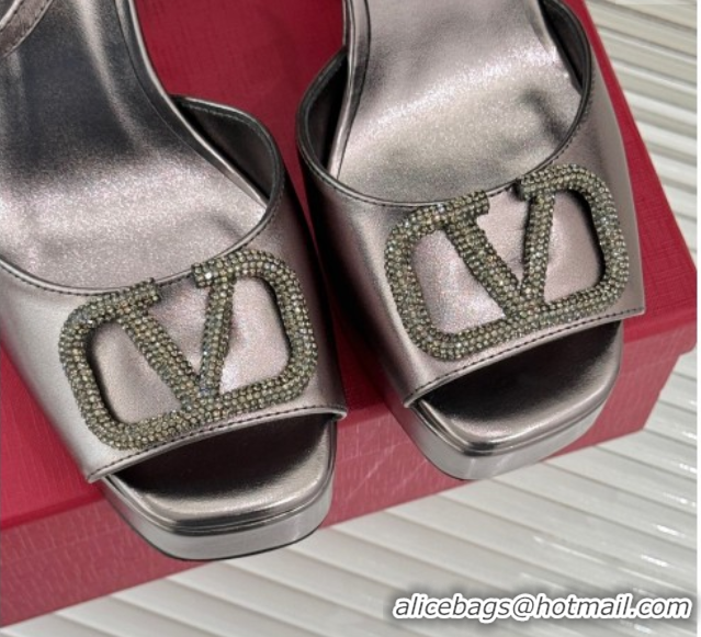 Best Price Valentino Strass VLogo Signature Platform Sandals 11cm in Metallic Leather Bronze 2025 VLTN111802