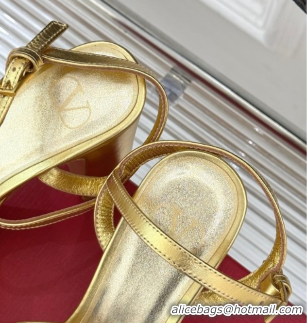 Good Product Valentino VLogo Signature Platform Sandals 11cm in Metallic Calfskin Leather Gold 2025 VLTN111802